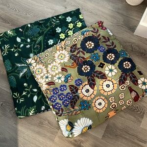 Anthropologie Green Floral pillowcase